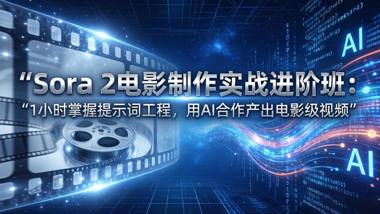 Sora 2电影制作实战进阶班:1小时掌握提示词工程,用AI合作产出电影级视频-鑫源云网创
