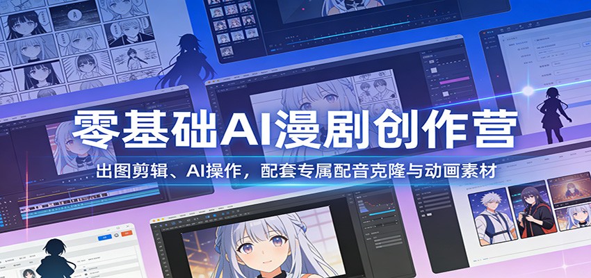 零基础AI漫剧创作营：出图剪辑、AI操作，配套专属配音克隆与动画素材-鑫源云网创