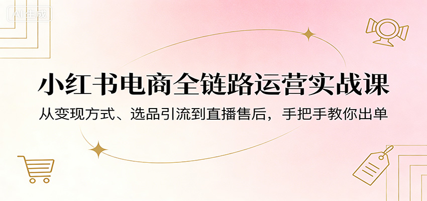 小红书电商全链路运营实战课：从变现方式、选品引流到直播售后，手把手教你出单-鑫源云网创