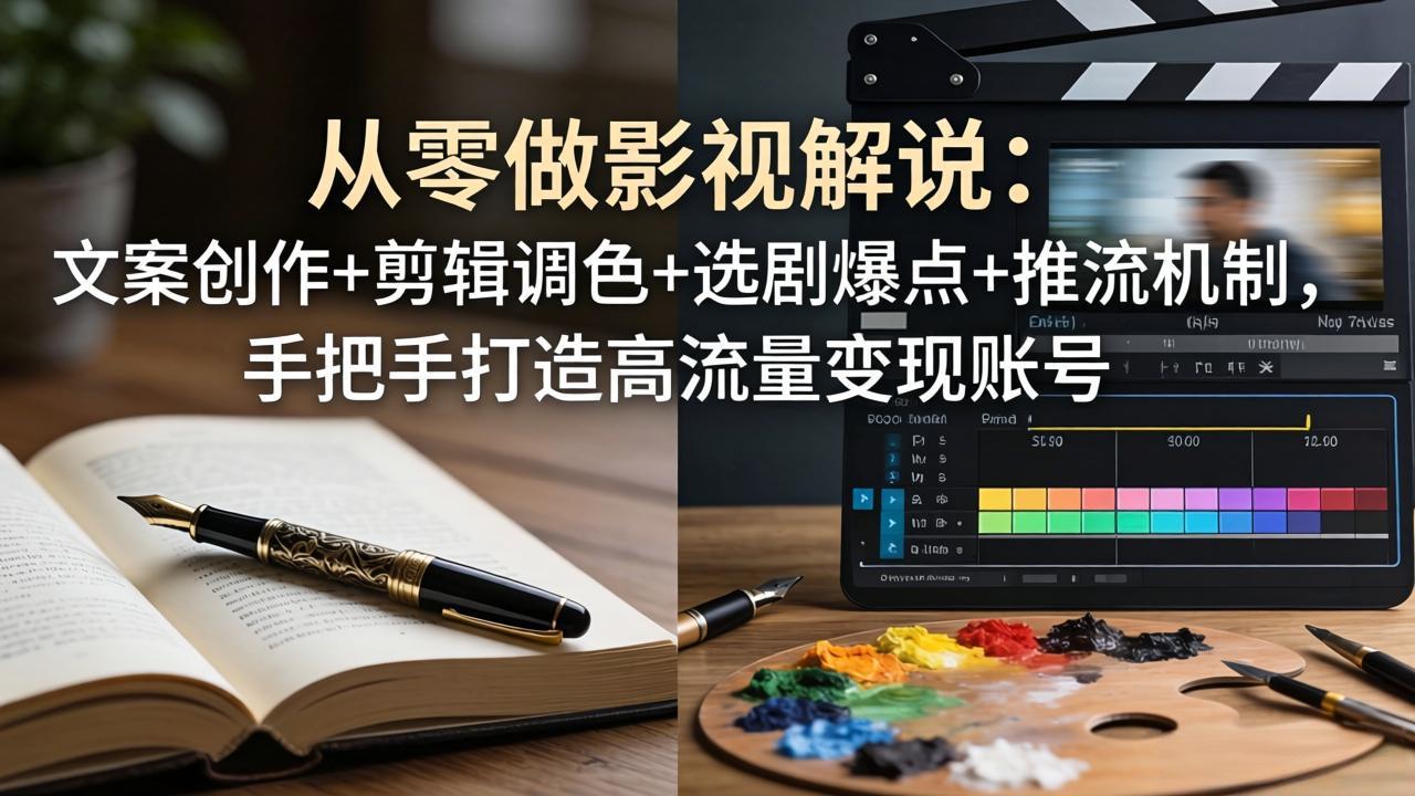 从零做影视解说：文案创作+剪辑调色+选剧爆点+推流机制，手把手打造高流量变现账号-鑫源云网创