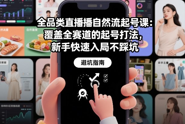 全品类直播自然流起号课：覆盖全赛道的起号打法，新手快速入局不踩坑-鑫源云网创