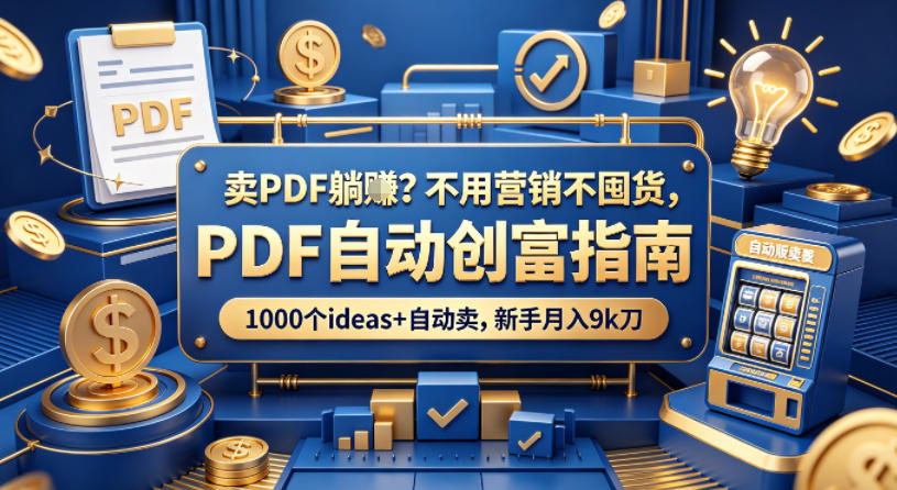 卖PDF躺賺？不用营销不囤货，PDF自动创富指南，1000个ideas+自动卖，新手月入9k刀【原创双语字幕】-鑫源云网创