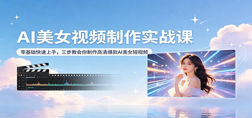 AI美女视频制作实战课：零基础快速上手，三步教会你制作高清爆款AI美女短视频-鑫源云网创