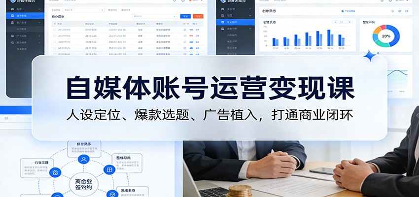 自媒体账号运营变现课：人设定位、爆款选题、广告植入，打通商业闭环-鑫源云网创