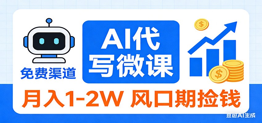 2026告别打工！AI 代写微课，提供免费渠道，月入 1-2W 风口期捡钱-鑫源云网创
