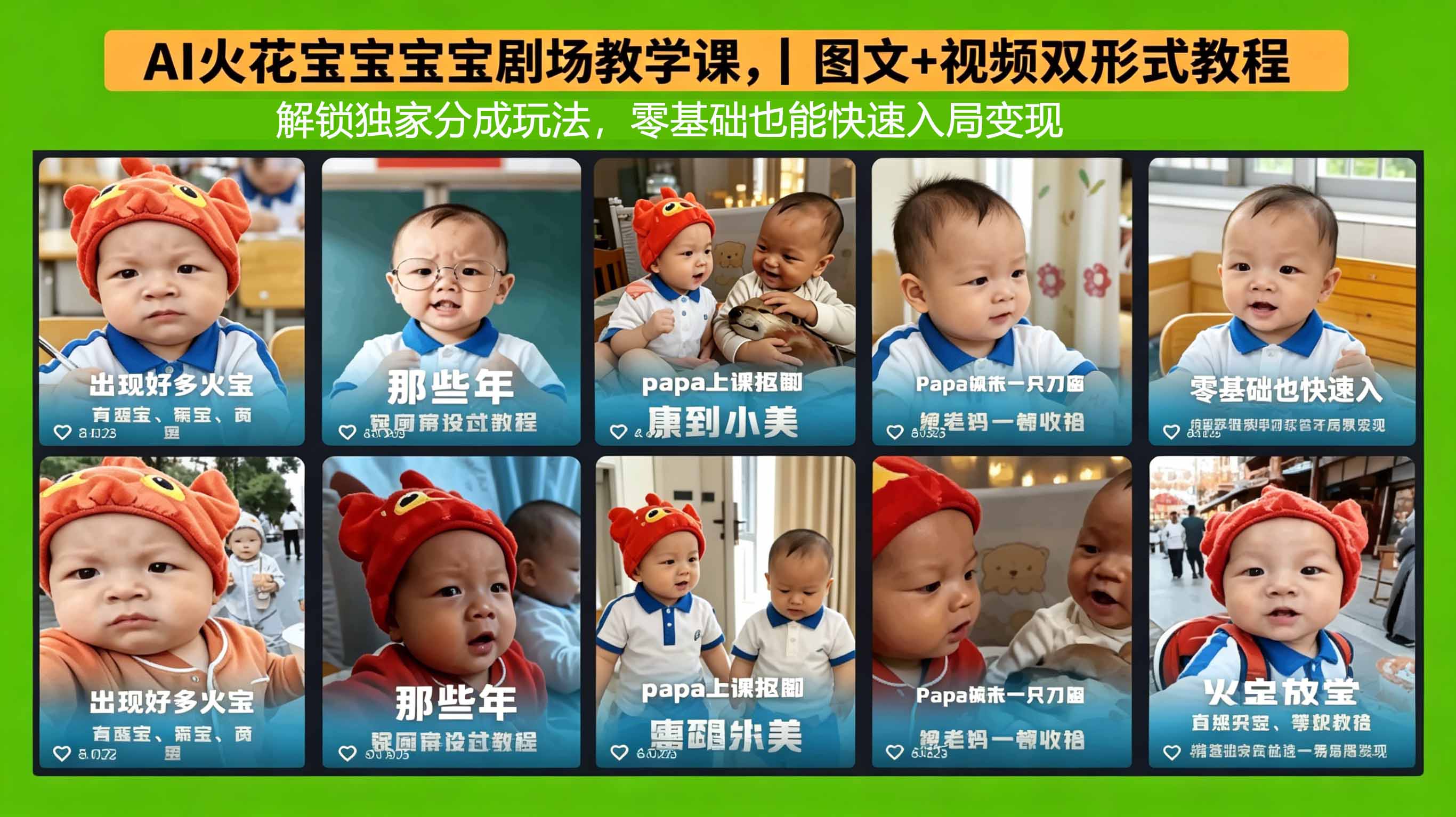 AI火花宝宝宝宝剧场教学课，图文+视频双形式教程，解锁独家分成玩法，零基础也能快速入局变现-鑫源云网创