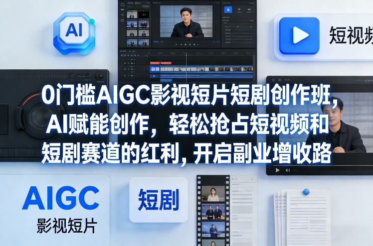 0门槛AIGC影视短片短剧创作班，AI赋能创作，轻松抢占短视频和短剧赛道的红利，开启副业增收路-鑫源云网创