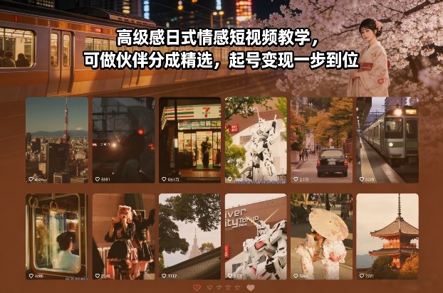 高级感日式情感短视频教学，可做伙伴分成精选，起号变现一步到位-鑫源云网创