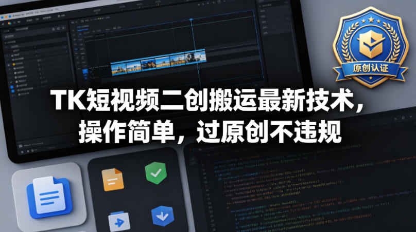 TK短视频二创搬运最新技术，操作简单，过原创不违规-鑫源云网创