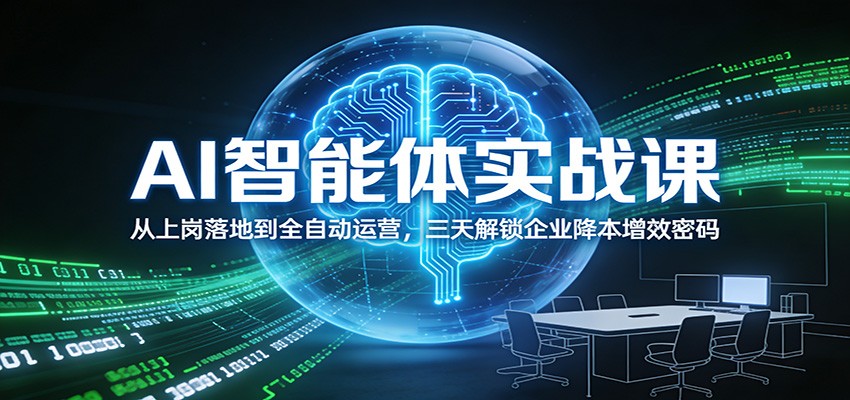 AI智能体实战课：从上岗落地到全自动运营，三天解锁企业降本增效密码-鑫源云网创