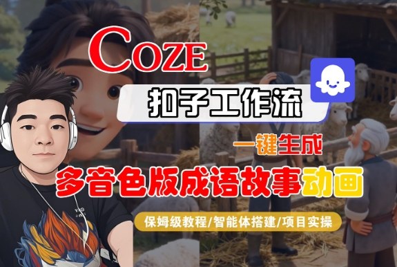 Coze扣子智能体工作流一键生成“多音色版成语故事“动画，全流程保姆级教学-鑫源云网创