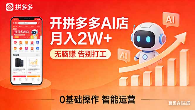 开一家拼多多AI店，月入2W+，无脑赚，告别打工，附SOP手册-鑫源云网创