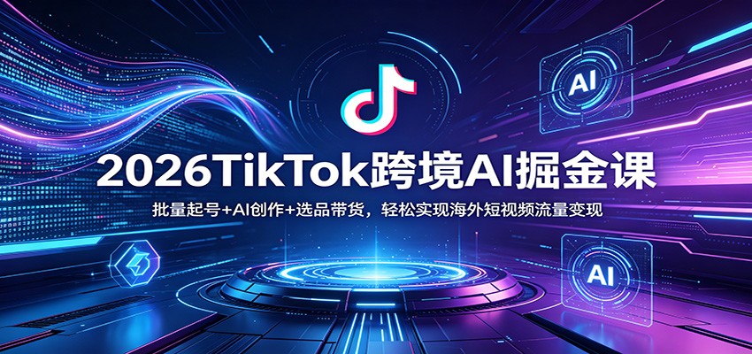 2026TikTok跨境AI掘金课：批量起号+AI创作+选品带货，轻松实现海外短视频流量变现-鑫源云网创