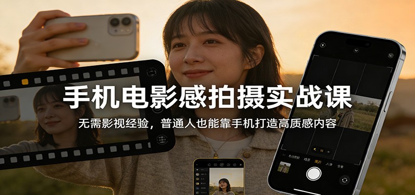 手机电影感拍摄实战课：无需影视经验，普通人也能靠手机打造高质感内容-鑫源云网创