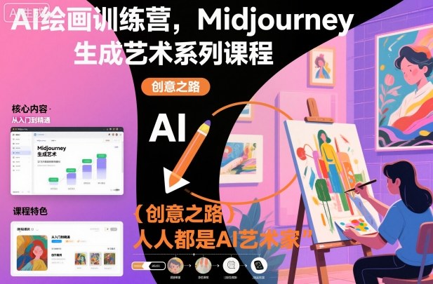 AI绘画训练营，Midjourney生成艺术系列课程，人人都是AI艺术家-鑫源云网创