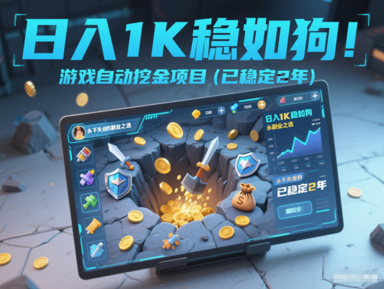 日入1K稳如狗!游戏自动挖金项目(已稳定2年),永不失业的副业之选【揭秘】-鑫源云网创
