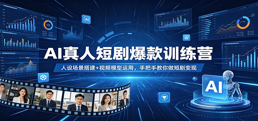AI真人短剧爆款训练营：人设场景搭建+视频模型运用，手把手教你做短剧变现-鑫源云网创