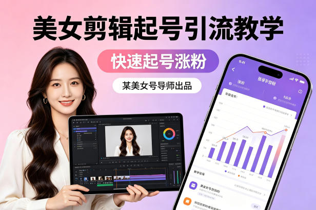 某美女号导师出品:美女剪辑起号引流教学,快速起号涨粉-鑫源云网创